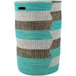 Paniers à linge turquoise en plastique à motif Afrique avec couvercle 85L 