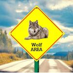 Affiches jaunes en aluminium à motif loups 