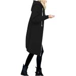 Sweats zippés d'automne noirs à capuche à manches longues Taille XXL plus size look fashion pour femme 