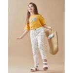 Pantalons Noukies blancs à fleurs en tissu sergé Taille 3 ans pour fille en promo de la boutique en ligne Vertbaudet.fr 