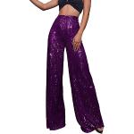 Pantalons de randonnée violets laqués en cuir à volants Taille M plus size look fashion pour femme 