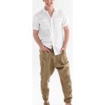 Pantalons en lin saison été blancs en mousseline oeko-tex respirants Taille M look casual pour homme 