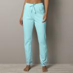 Pantalons de pyjama turquoise à fleurs en coton avec noeuds Taille XS W34 L36 pour femme en promo 