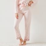 Pantalons de pyjama roses à fleurs en coton avec noeuds Taille 3 XL pour femme en promo 