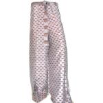 Pantalons fluides mûre en soie à motif fleurs style bohème pour femme 