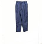 Pantalons taille haute bleues foncé en coton lavable en machine petite look vintage pour femme 