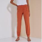 Pantalons en lin orange en coton Taille XXL pour femme 