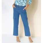 Jeans droits bleus en coton délavés stretch Taille XL pour femme en promo 