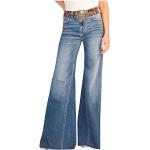 Jeans larges saison été bleus en coton mélangé Taille XXL plus size look streetwear pour femme 