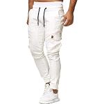 Pantalons de randonnée blancs à carreaux en toile imperméables stretch Taille XXL plus size look casual pour homme 