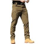 Pantalons de randonnée kaki à carreaux en velours imperméables Taille 3 XL plus size look fashion pour homme 