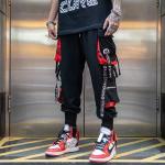 Pantalons cargo noirs look Hip Hop pour homme en promo 