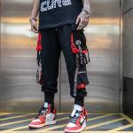 Pantalons cargo noirs look Hip Hop pour homme en promo 