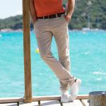 Pantalons chino Blancheporte beiges en coton avec ceinture stretch Taille XL look casual pour homme en promo 