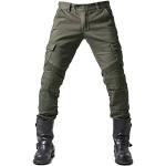 Pantalons de randonnée verts camouflage en velours stretch Taille XL plus size look fashion pour homme 