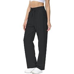 Pantalon de Jogging Femme Coton Pantalon de Loisir avec Poches Pantalon Large pour Yoga Fitness Sport Course (Noir S)