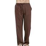 Pantalons de pyjama marron à carreaux en flanelle tapered Taille XXL look Hip Hop pour homme 