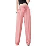 Pantalons en soie roses à carreaux stretch Taille S look fashion pour femme 