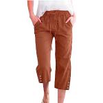 Pantalons taille haute marron en denim respirants Taille XXL look casual pour femme 