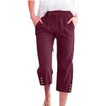Sarouels en jean rouges en cuir respirants stretch Taille S plus size coupe loose fit pour femme 