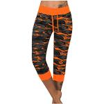 Pantalons taille haute orange camouflage respirants stretch Taille XXL plus size look casual pour femme 
