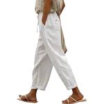 Pantalons taille haute blancs Taille 3 XL look casual pour femme 