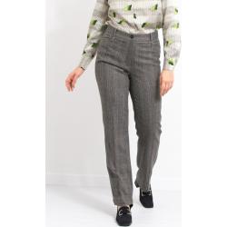Pantalon En Laine Vintage Pantalon Gris Rayé Minimaliste Femme Taille W34 L32