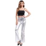 Pantalons taille haute argentés métalliques Taille XL look fashion pour femme 