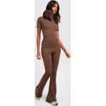 Pantalons taille haute Boohoo marron chocolat en modal Taille XS pour femme en promo 