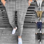 Pantalons de Golf bleus à carreaux en polyester look fashion pour homme 