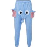 Pantalons de pyjama bleus en peluche à motif éléphants Taille L plus size look fashion pour homme 