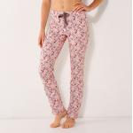 Pantalons de pyjama roses à fleurs en coton avec noeuds Taille M W38 romantiques pour femme en promo 