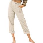 Pantalons taille haute beiges stretch Taille M plus size look fashion pour femme 