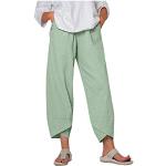 Pantalons taille haute vert menthe en mousseline respirants Taille XL plus size look fashion pour femme 