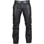 Pantalons classiques noirs à rayures en cuir synthétique imperméables respirants stretch Taille L look casual pour homme 