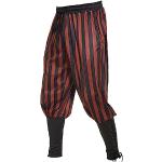 Pantalons taille haute de soirée d'automne rouges à rayures Taille L look médiéval pour femme 