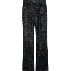 Pantalon Piston Velours Glitter Noir - Taille 34 - Femme