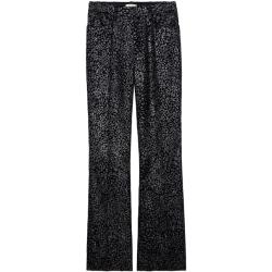 Pantalon Piston Velours Glitter Noir - Taille 38 - Femme