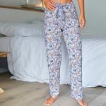 Pantalons de pyjama violets en coton avec noeuds Taille XXL W46 pour femme 