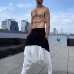 Pantalons fluides pour festival blancs en jersey à motif New York Taille L look urbain pour homme 