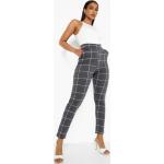 Pantalons skinny Boohoo gris à carreaux Taille XXS pour femme en promo 