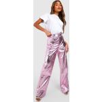 Pantalons taille haute Boohoo roses métalliques Taille XXS pour femme en promo 