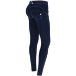 Pantalon WR.UP® Skinny Taille et Longueur Classiques en Denim foncé - Jeans Sombre-Couture Jaune - Extra Small