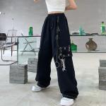Pantalons cargo d'automne blancs en fibre synthétique Taille L look Hip Hop pour femme 