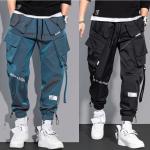 Pantalons cargo bleus en fibre synthétique Taille 3 XL look Hip Hop pour homme 