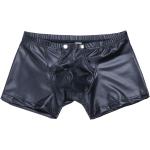 Shorts noirs en cuir synthétique avec ceinture Taille XXL plus size look sexy pour homme 