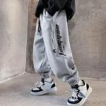 Pantalons de sport gris patchwork lavable à la main look casual pour garçon de la boutique en ligne joom.com/fr 