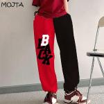 Pantalons taille haute rouges Taille XXL plus size look Hip Hop pour femme 