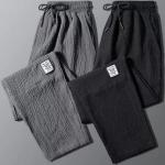 Pantalons en lin gris en fibre synthétique respirants Taille 3 XL look casual pour homme 