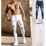 Jeans blancs en fibre synthétique troués Taille 3 XL look streetwear pour homme 